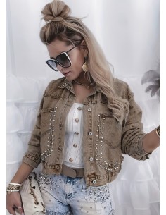CHAQUETA VAQUERA CAQUI PERLAS